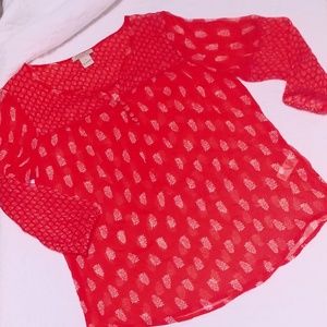 Lucky sheer red boho blouse
